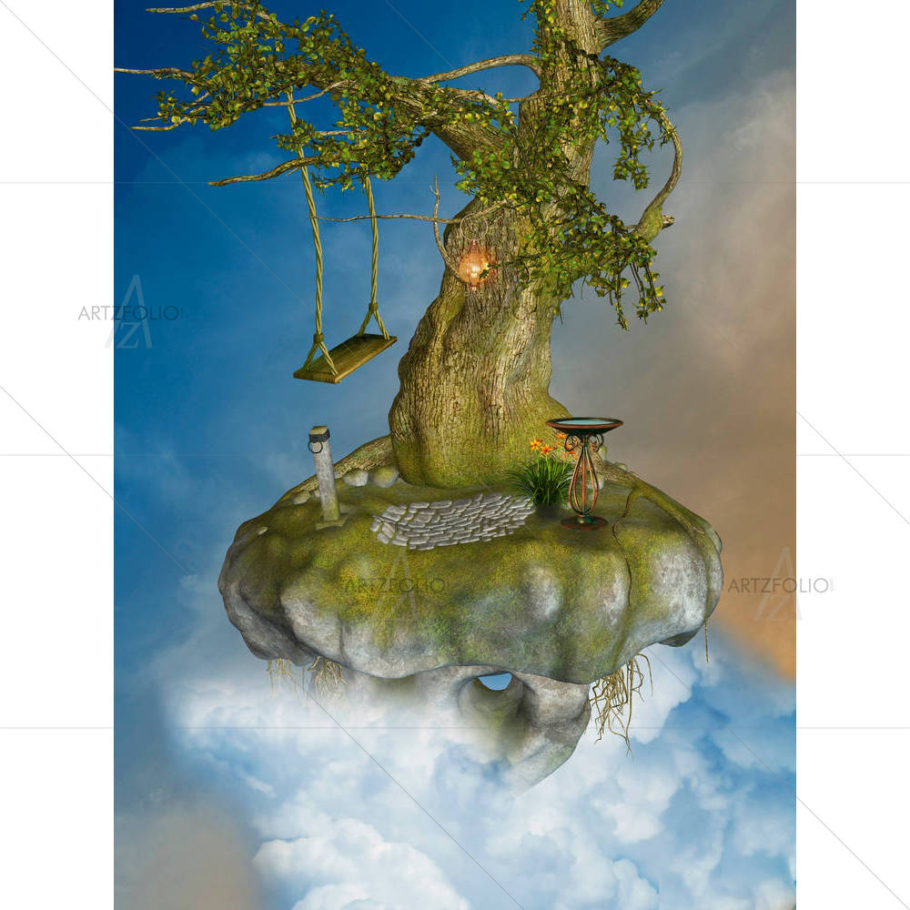 Floating Island In The Sky — custom-size art design 5004553