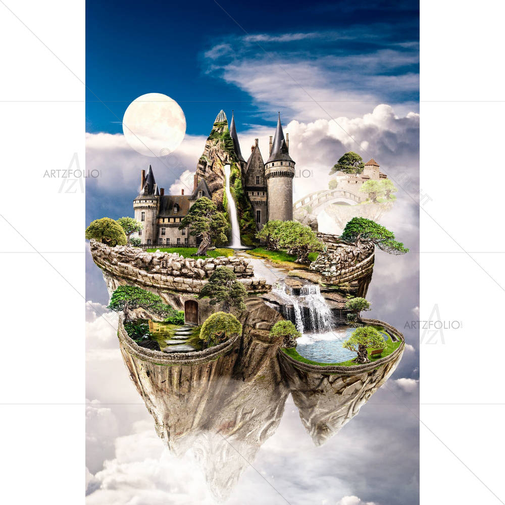 Island Floating In The Clouds — custom-size art design 5004569