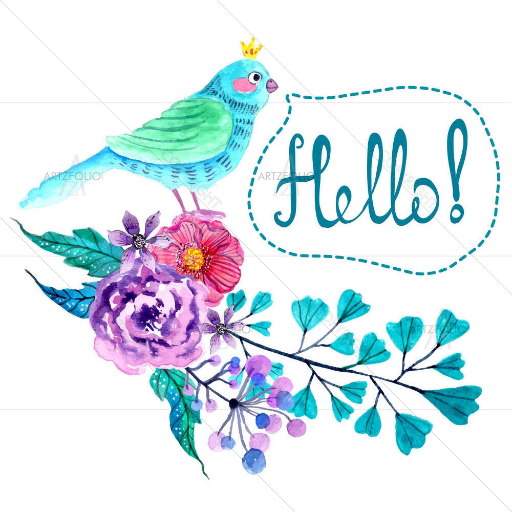 Bird & Flowers D2 — Botanical custom art by ArtzFolio