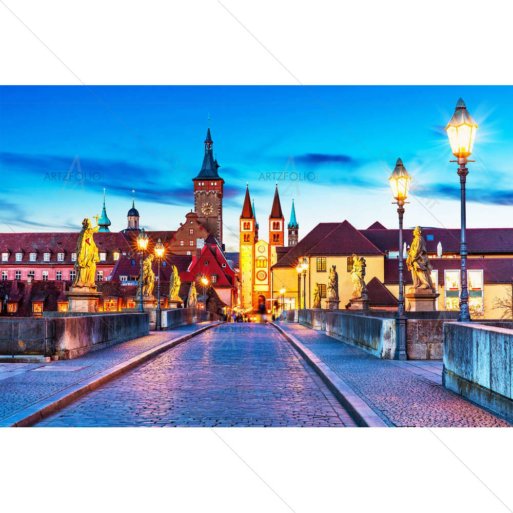 Old Main Bridge In Wurzburg, Bavaria, Germany — custom-size art design 5004576