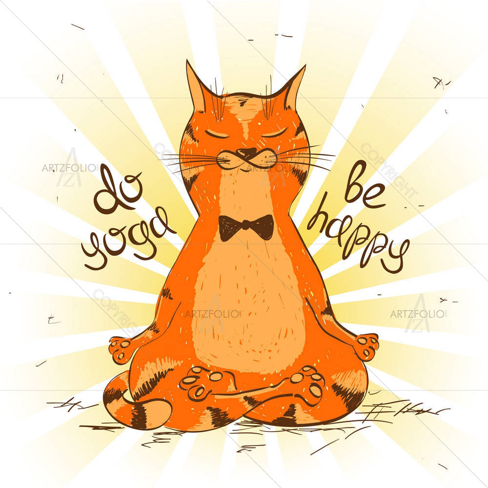 Cat in Yoga Position — Animals custom art by ArtzFolio