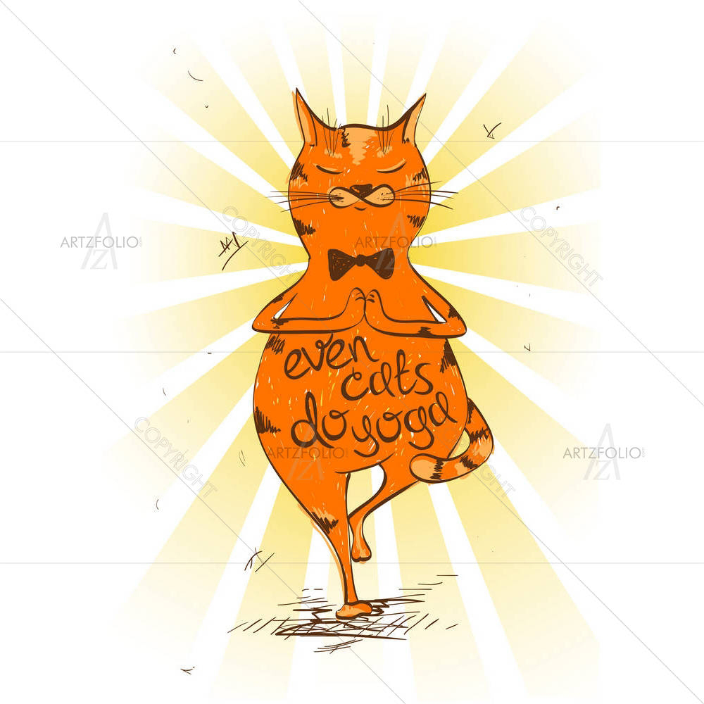 Cat Doing Tree Yoga — Animals custom art by ArtzFolio