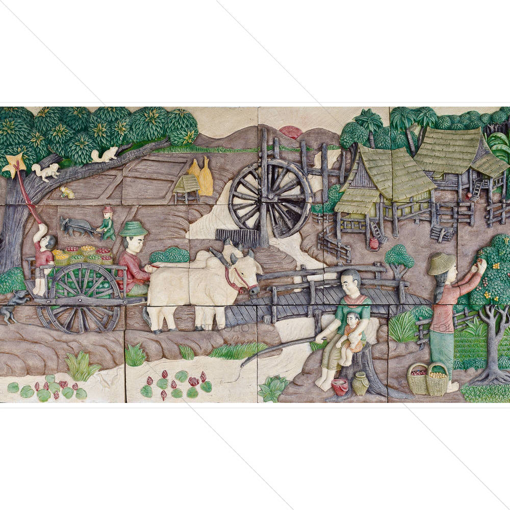 Thai Stucco On The Temple Wall Thailand D2 — Devotional custom art by ArtzFolio
