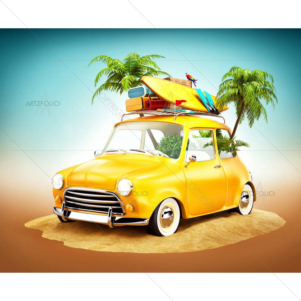 Funny Retro Car — Ancient custom art by ArtzFolio
