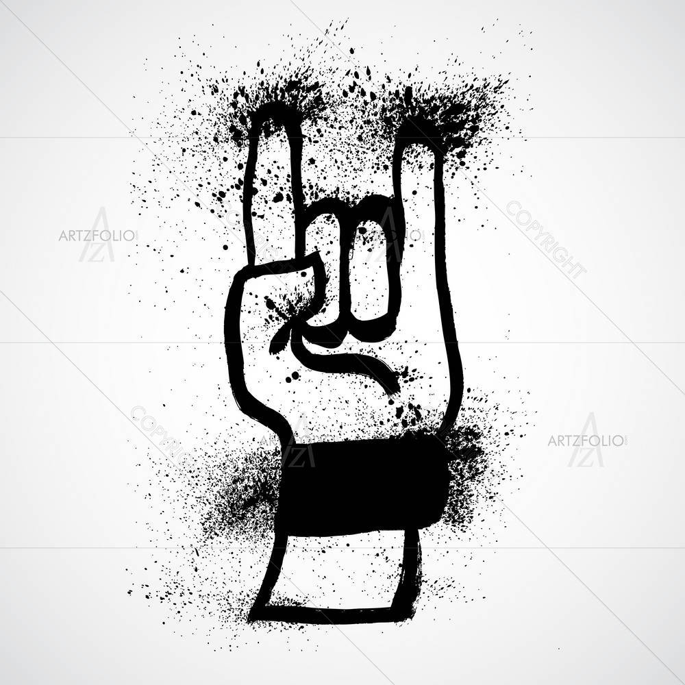 Rock Hand Sign D2 — Hipster custom art by ArtzFolio