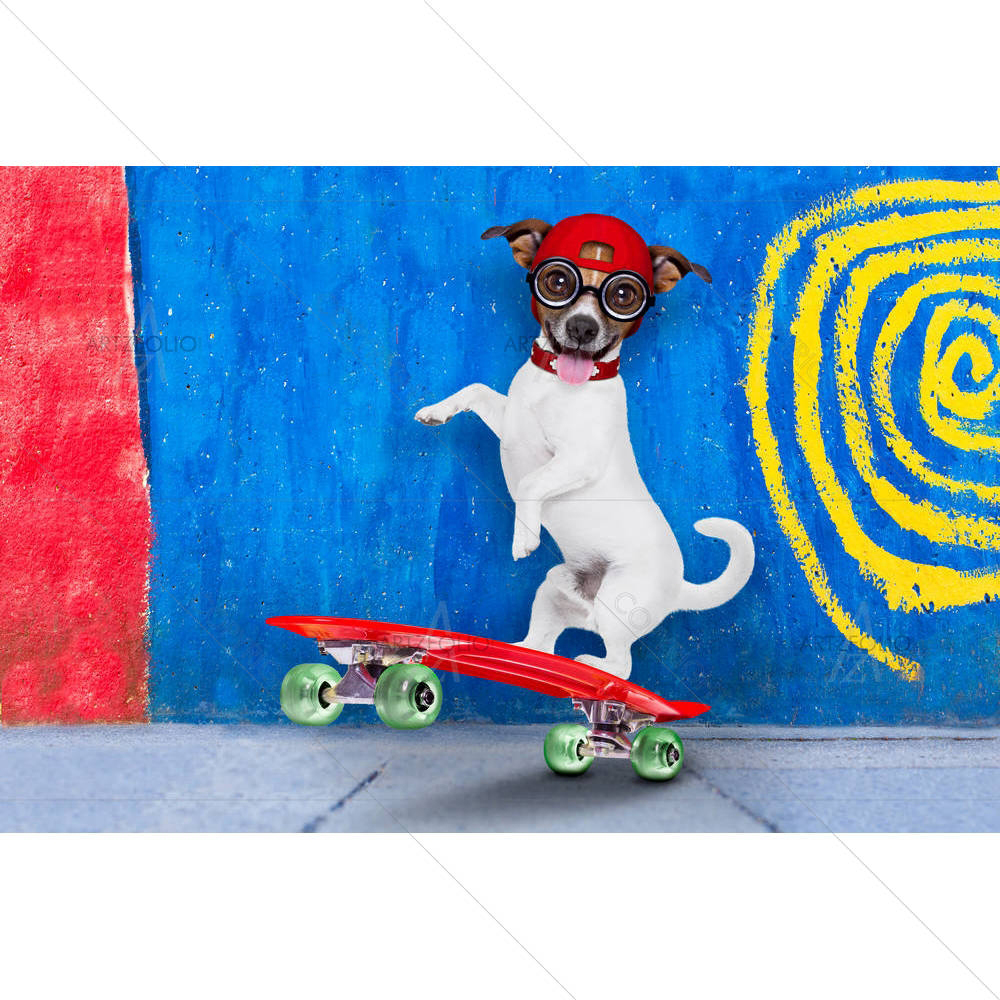 Jack Russell Skater Dog — Cities custom art by ArtzFolio