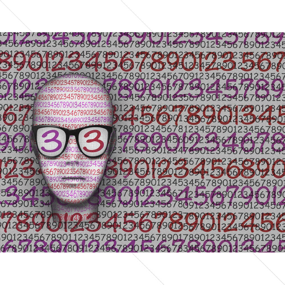 Head Of A Stylized Person With Numbers On The Face — Modern Art Artistic custom art by ArtzFolio
