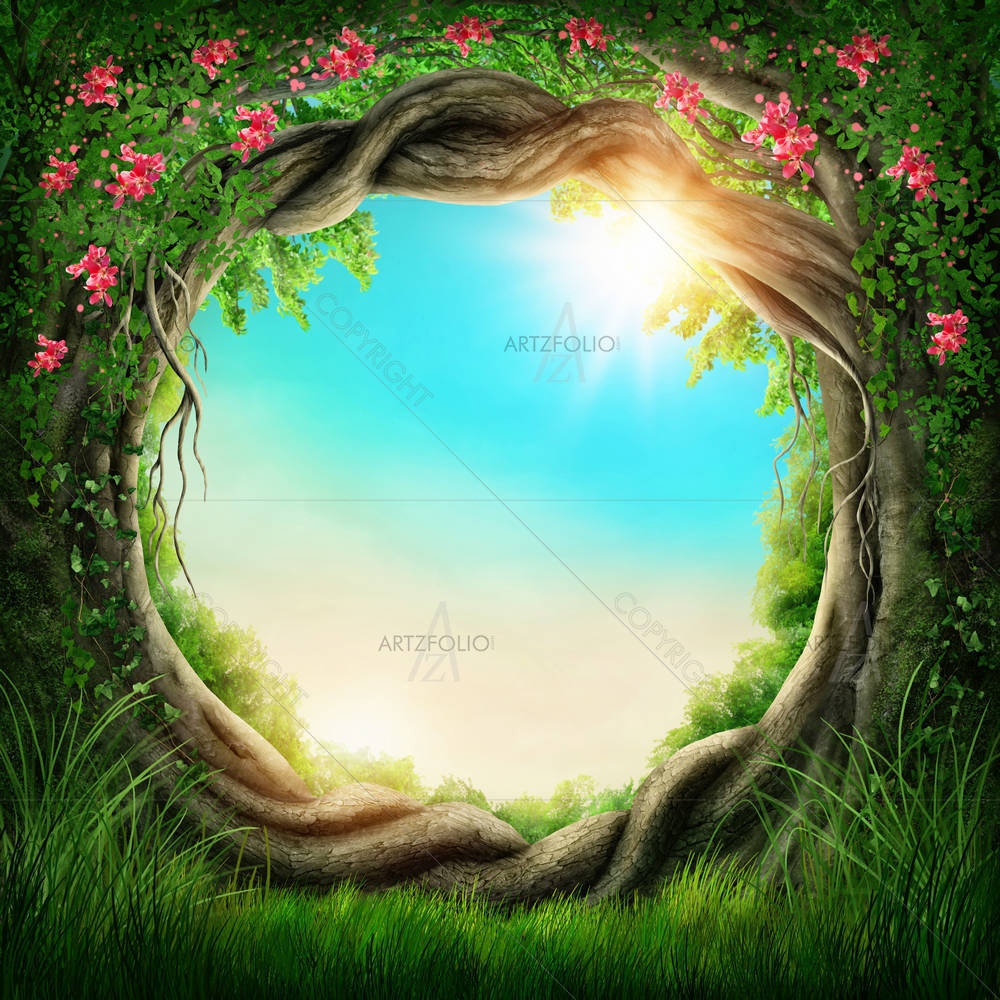 Enchanted Dark Forest At The Spring — custom-size art design 5004633