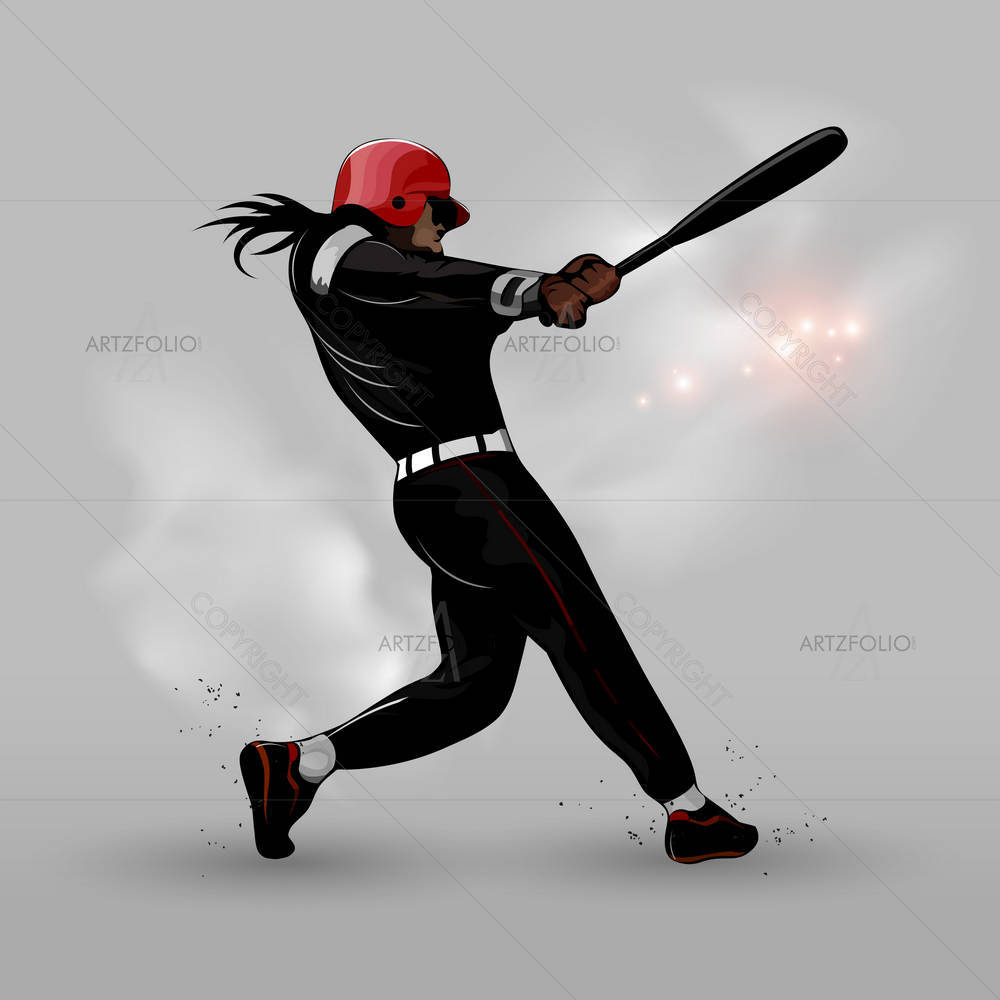 Baseball Player Hitting Ball — Abstract custom art by ArtzFolio