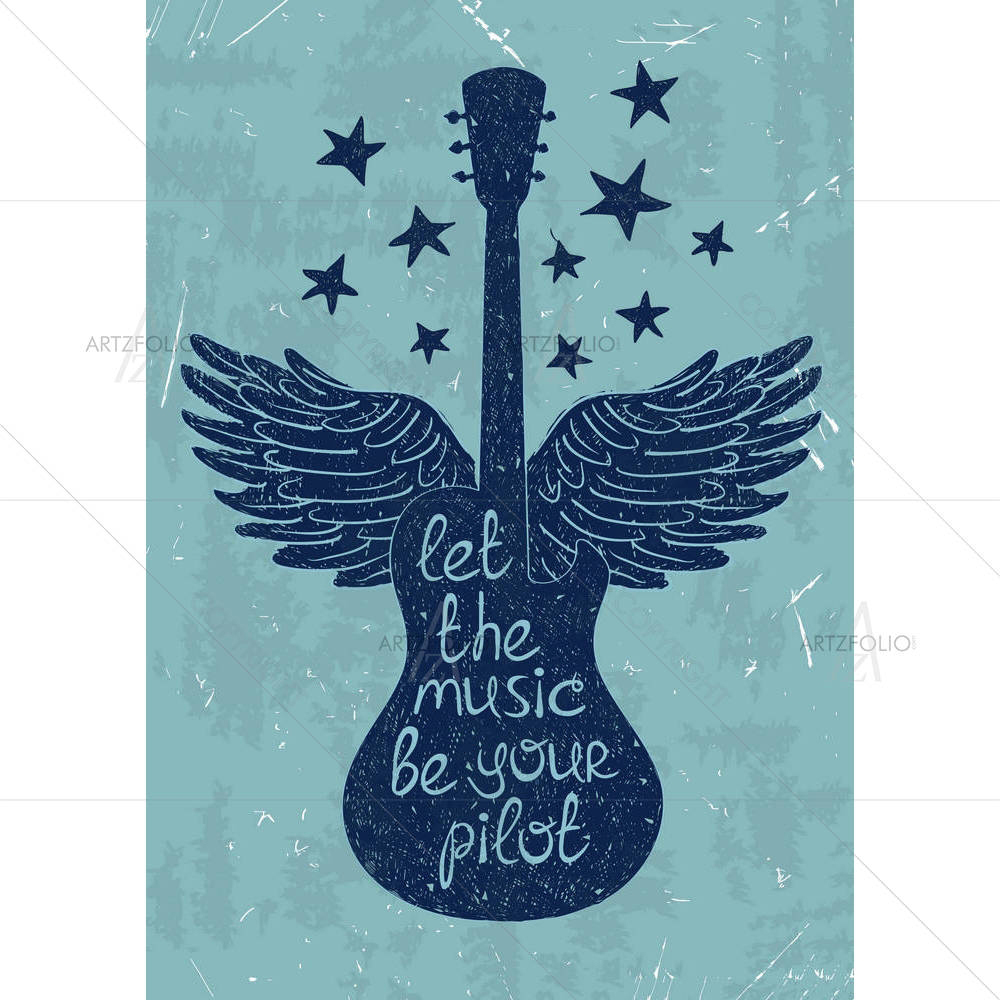 Guitar Wings & Stars — custom-size art design 5004640