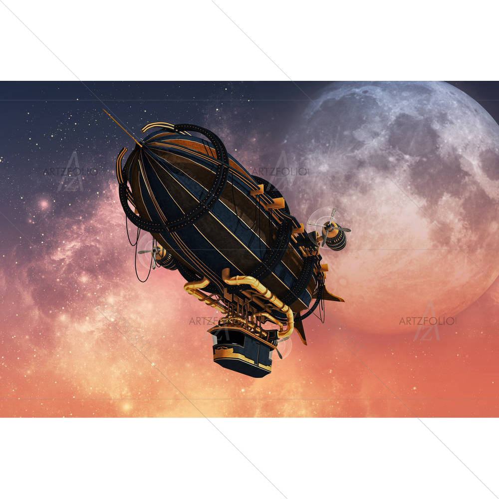 Zeppelin In Steampunk Style — custom-size art design 5004649