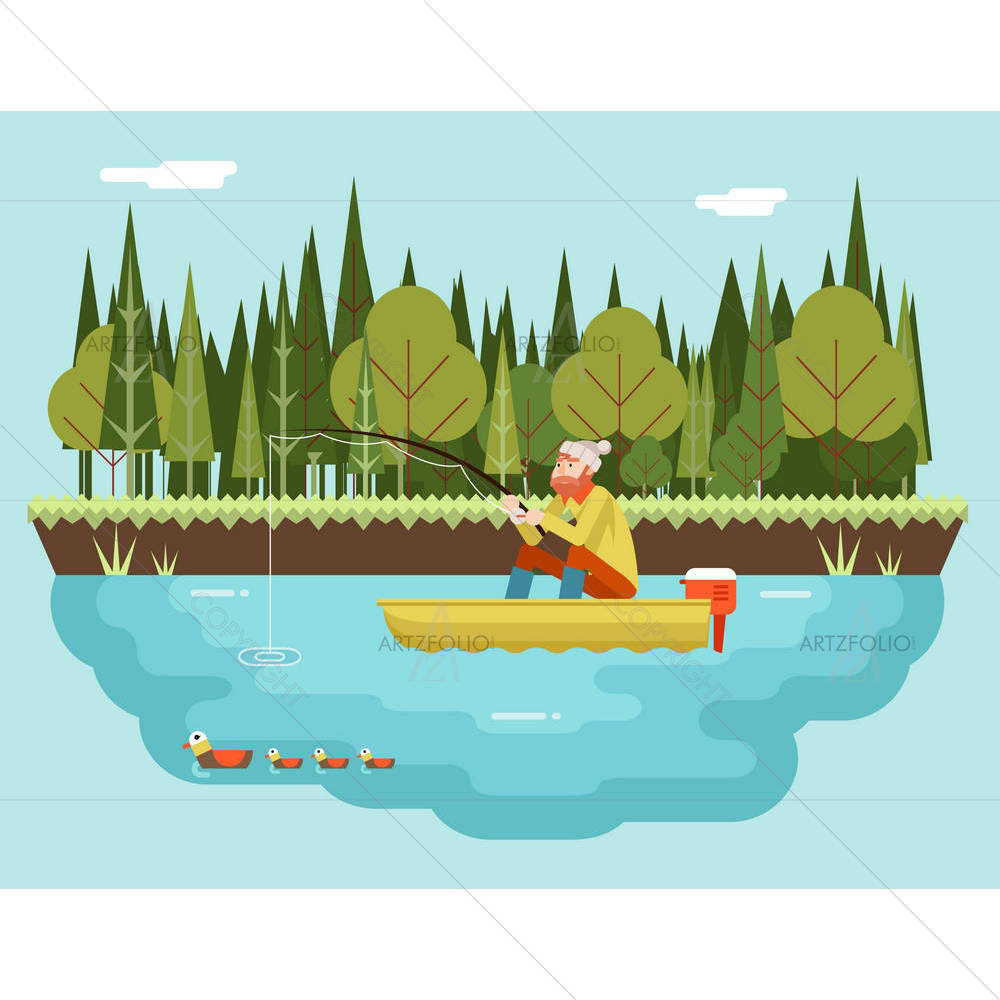 Fisherman With Fishing Rod — custom-size art design 5004663