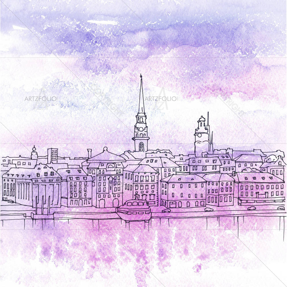 Old Town Gamla Stan In Stockholm Sweden — Cities custom art by ArtzFolio