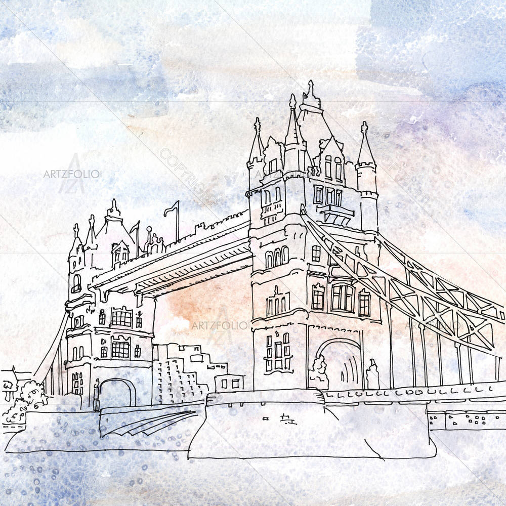 Tower Bridge Crosses River Thames, London — Architecture custom art by ArtzFolio