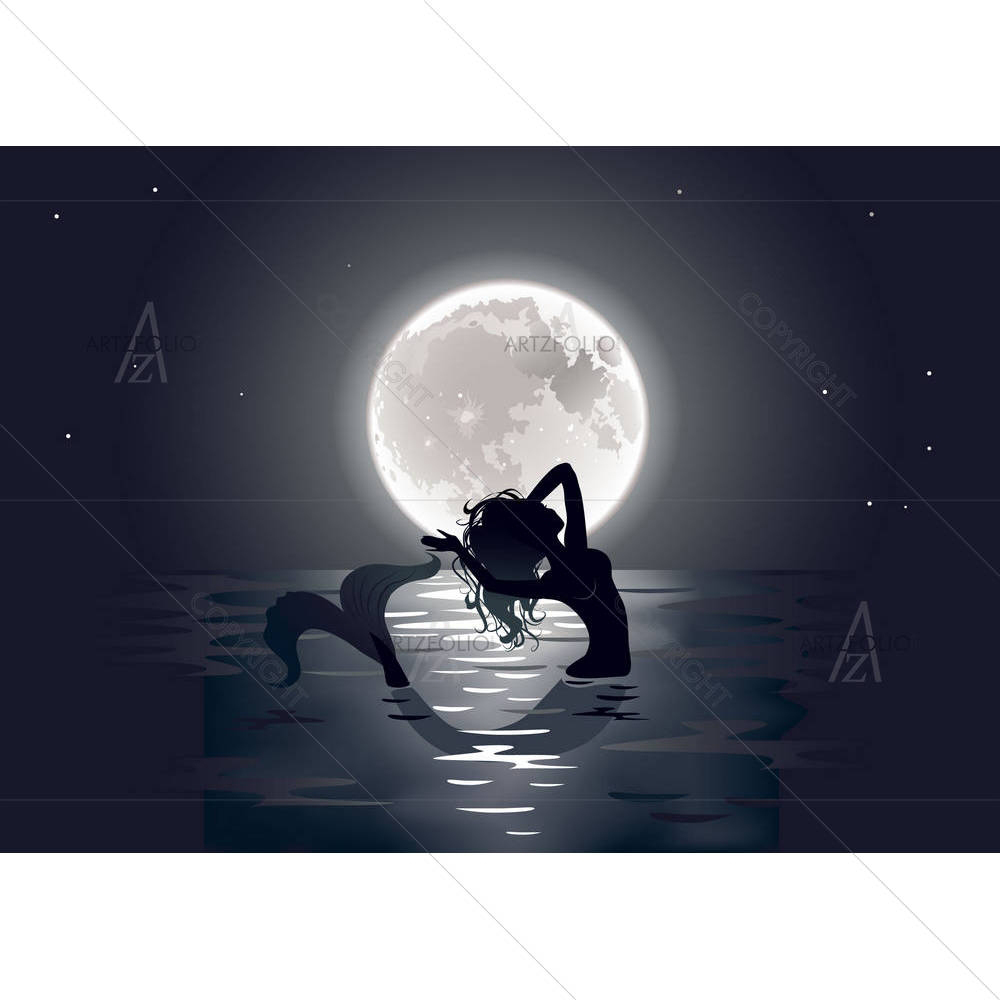 Mermaid Singing At Night — custom-size art design 5004679