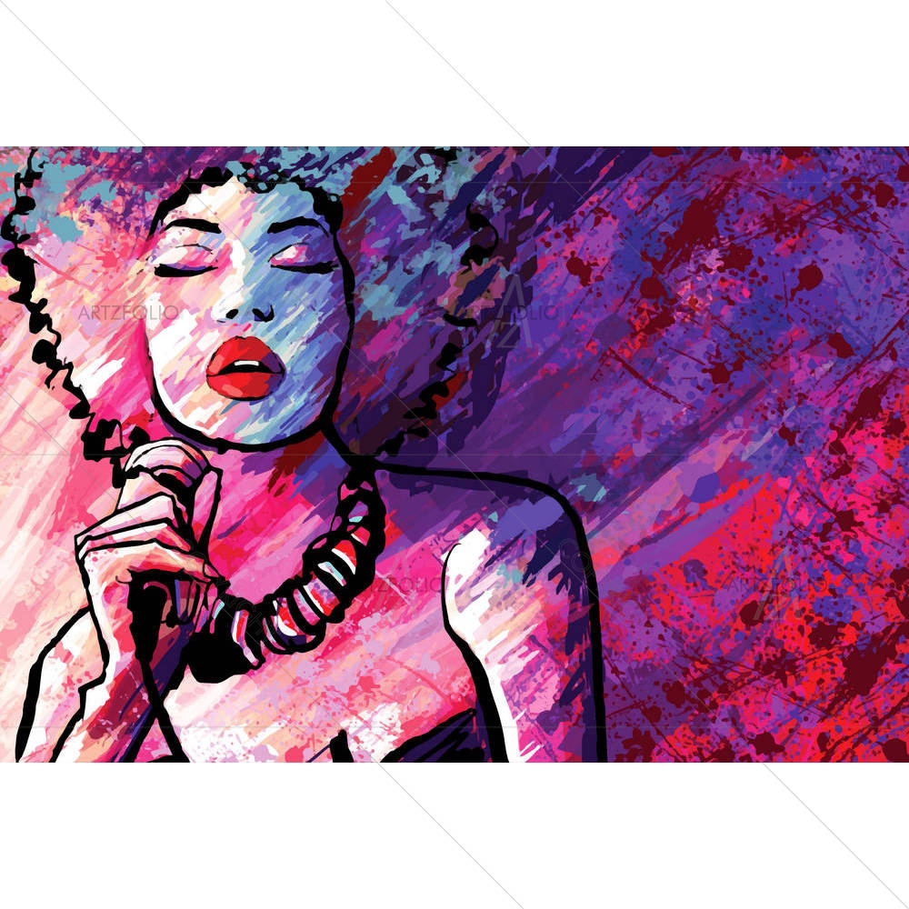 Jazz Singer With Microphone — custom-size art design 5004683