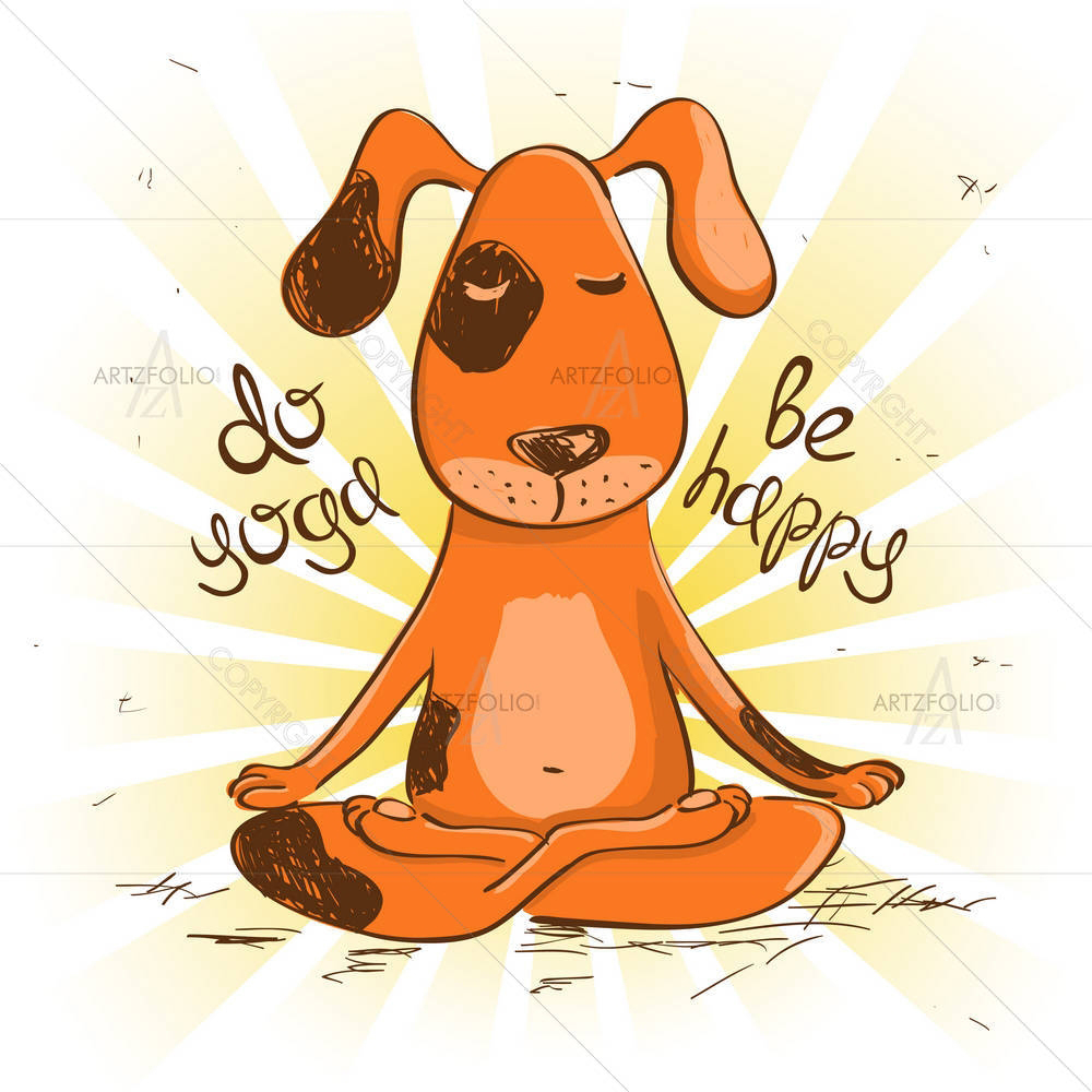 Red Dog Sitting On Lotus Position Of Yoga — Animals custom art by ArtzFolio