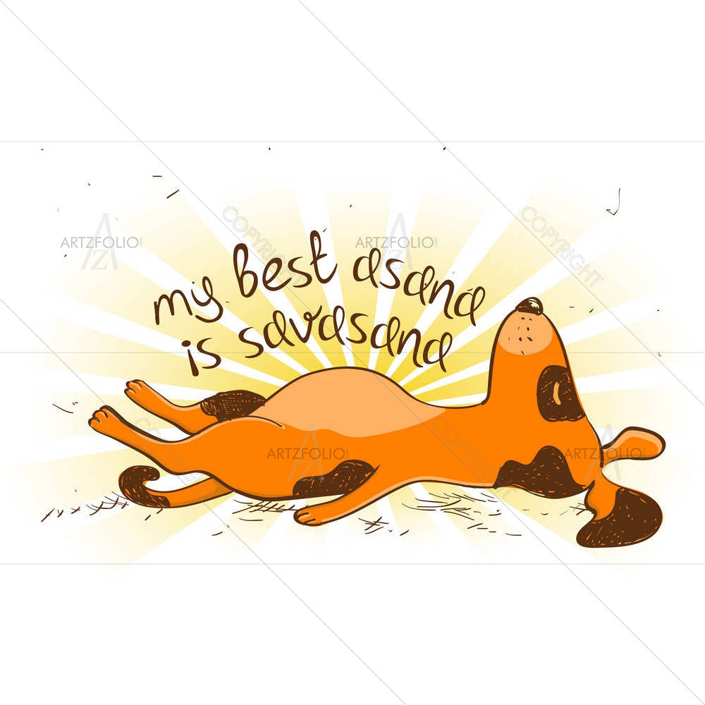 Red Dog Doing Savasana Position Of Yoga — custom-size art design 5004690