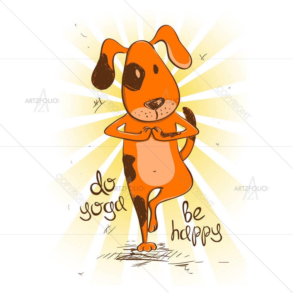Red Dog Doing Tree Position Of Yoga — Animals custom art by ArtzFolio