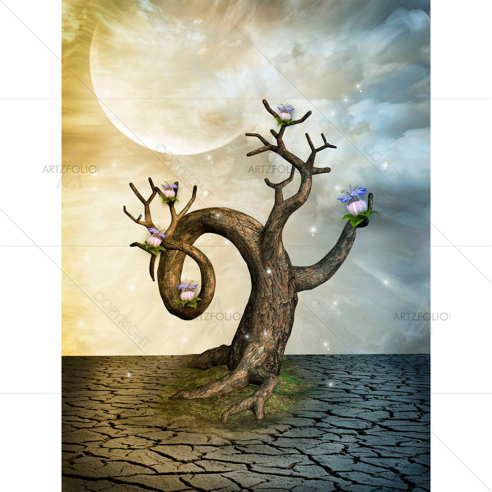 Desert With Old Tree — custom-size art design 5004693