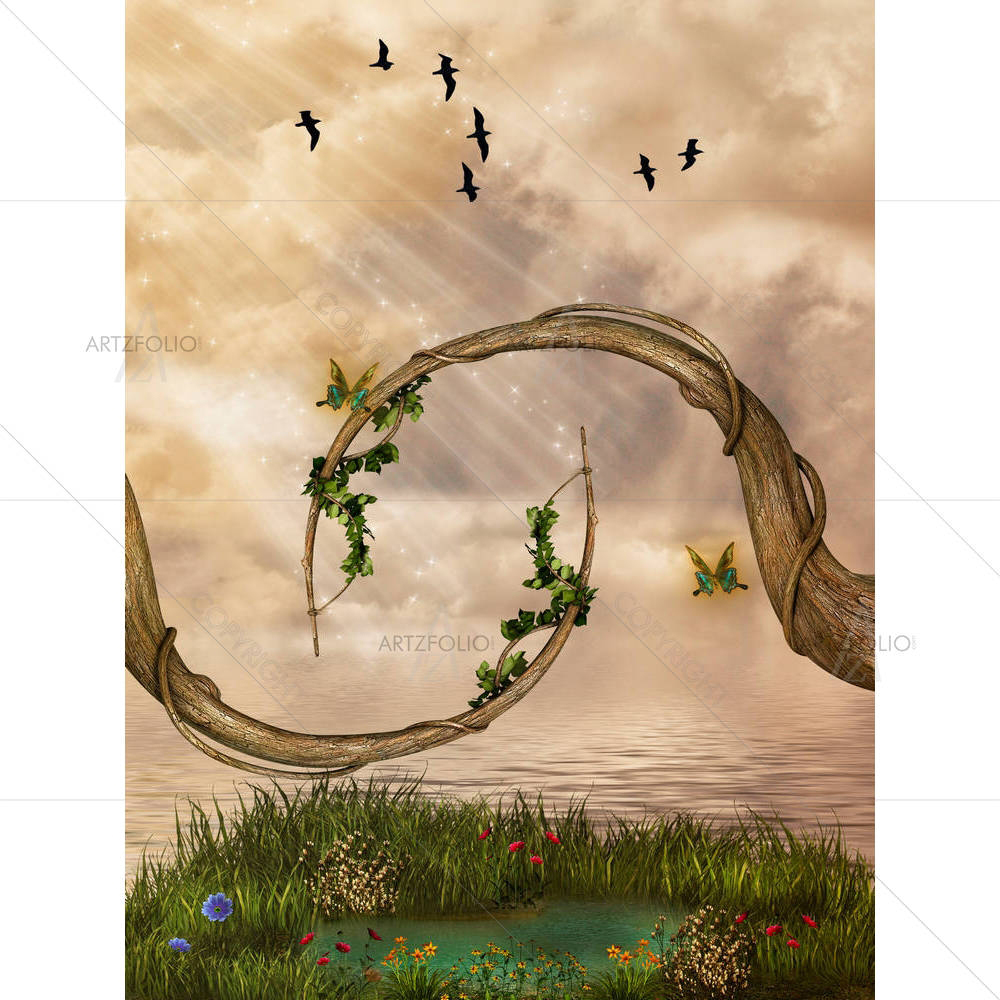 Lake With Pond & Birds — Botanical custom art by ArtzFolio