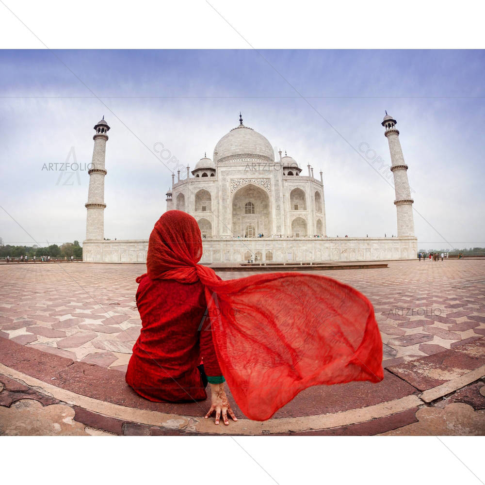 Woman Near Taj Mahal Agra India D2 — custom-size art design 5004701