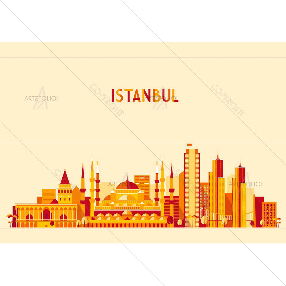 Istanbul City Turkey Skyline — Devotional custom art by ArtzFolio