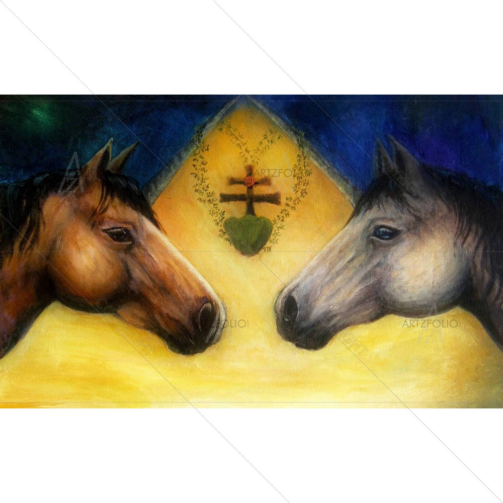 Two Horse Heads — custom-size art design 5004739