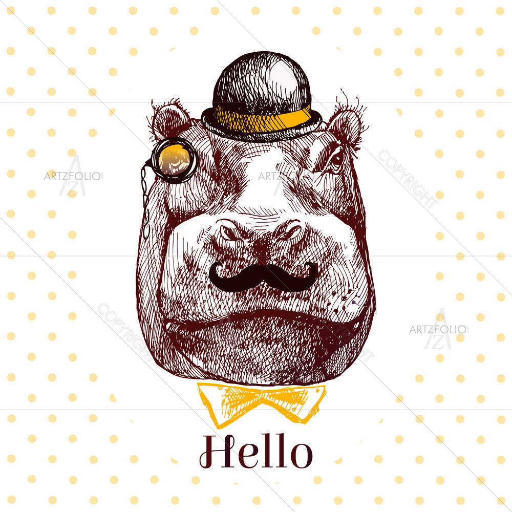 Hippopotamus Head — Kids & Nursery custom art by ArtzFolio