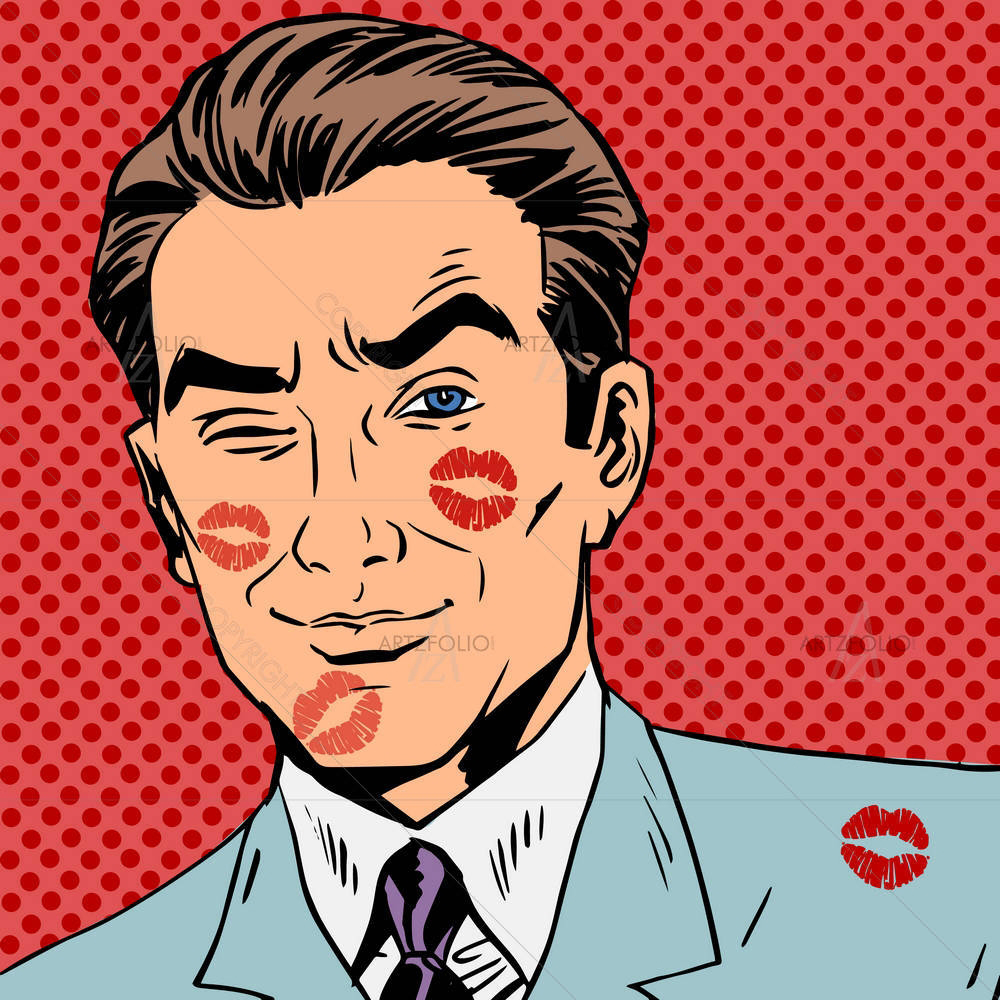 Kiss On The Man Face Pop Art — custom-size art design 5004749