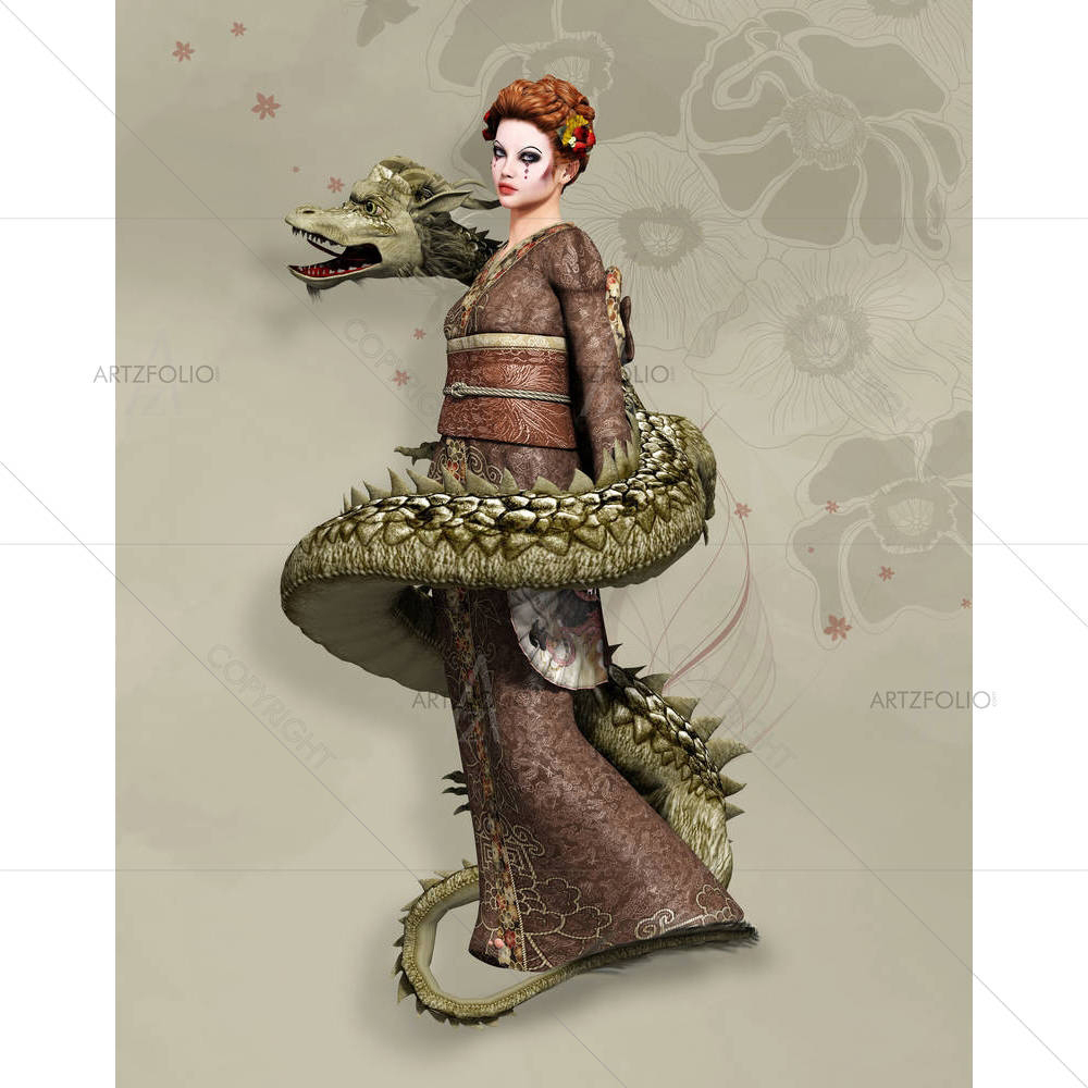 Woman With Dragon — custom-size art design 5004775