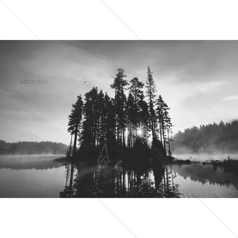 Reflections Of Lake & Small Island — Automobiles custom art by ArtzFolio