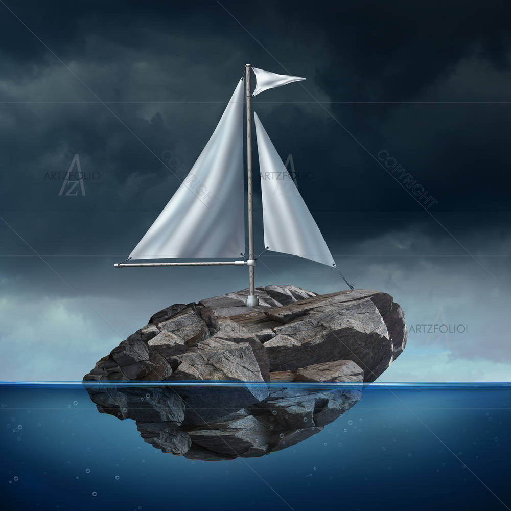 Sail On A Floating Heavy Rock — custom-size art design 5004787