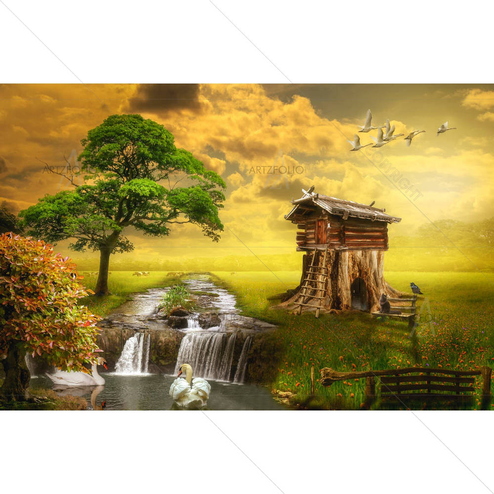 Fairy House By The Lake — Birds custom art by ArtzFolio