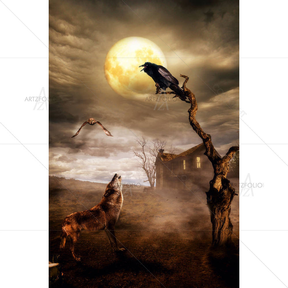 Communication Under The Moon — Animals custom art by ArtzFolio