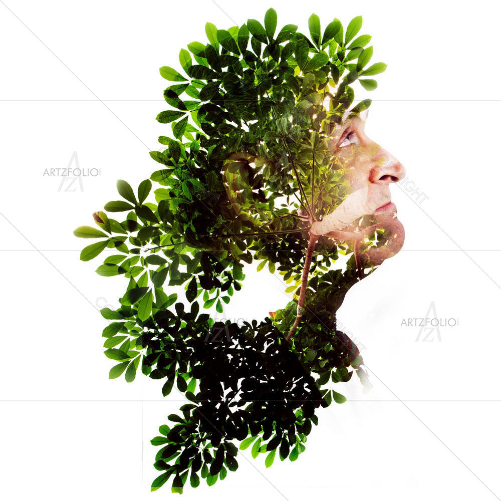 Man Combined With Photograph Of Nature — custom-size art design 5004816