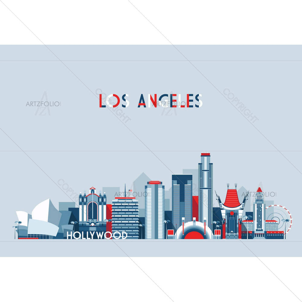 Los Angeles United States City Skyline, USA — Devotional custom art by ArtzFolio