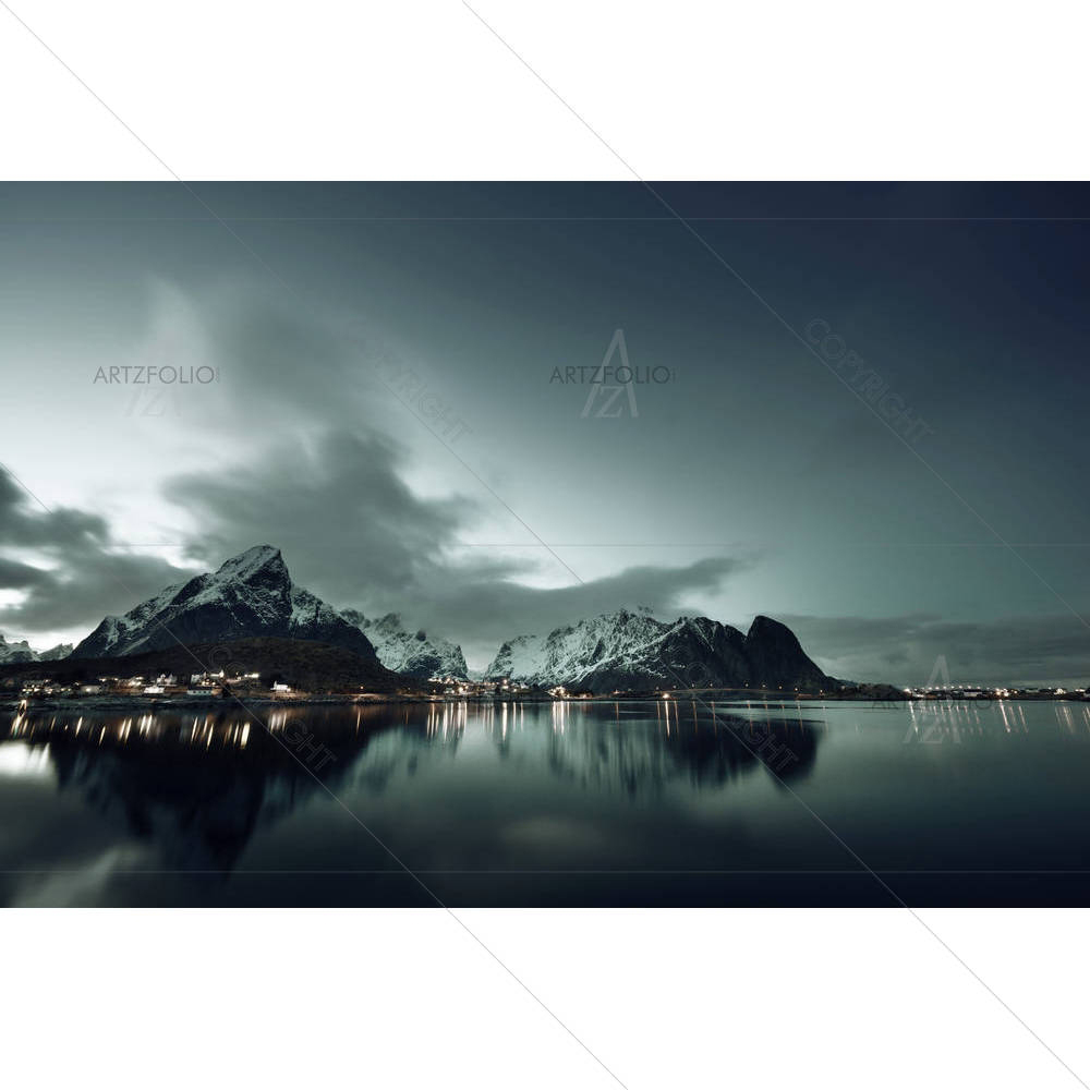 Sunset In Reine Village, Lofoten Islands, Norway D1 — custom-size art design 5004848
