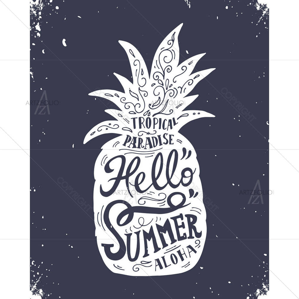 Pineapple Lettering — Botanical custom art by ArtzFolio