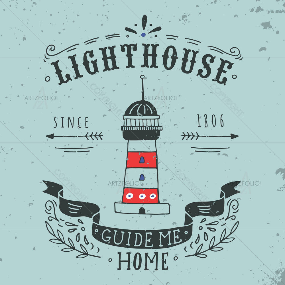 Lighthouse & Lettering — custom-size art design 5004857