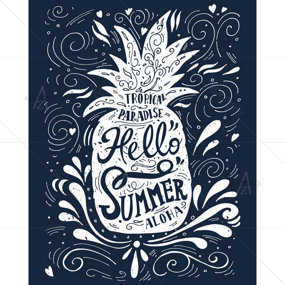 Hello Summer With A Pineapple — custom-size art design 5004859