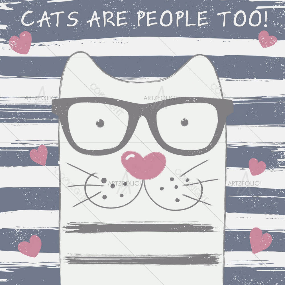 Cute Cat With Glasses — Abstract custom art by ArtzFolio