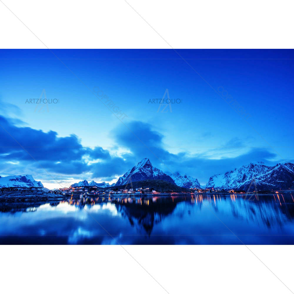 Sunset In Reine Village, Lofoten Islands, Norway D2 — custom-size art design 5004893