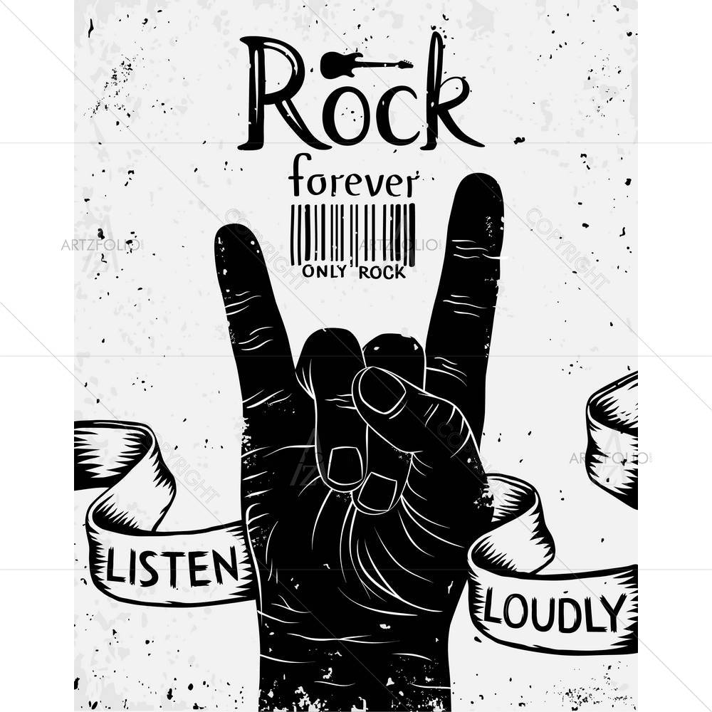 Rock & Roll Hand Sign — custom-size art design 5004911
