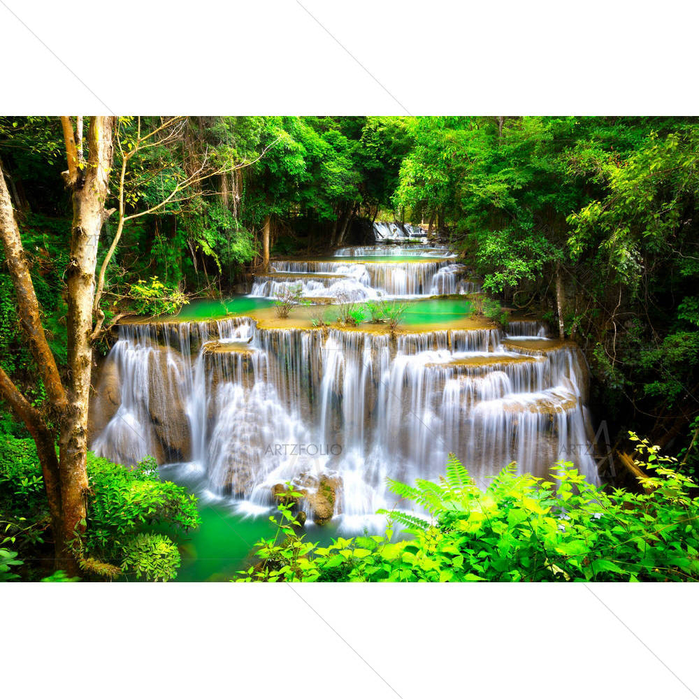 Huay Mae Kamin Thailand Waterfall In Kanjanaburi — Abstract custom art by ArtzFolio