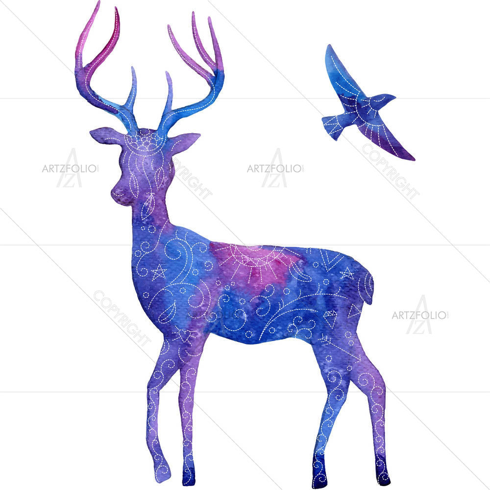 Deer & Flying Bird — Devotional custom art by ArtzFolio
