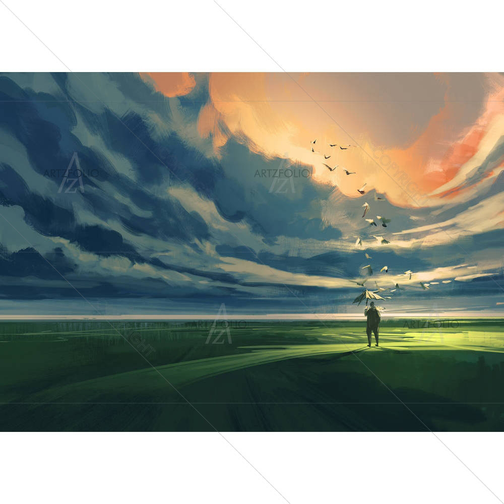 Man Holding An Umbrella — Abstract custom art by ArtzFolio