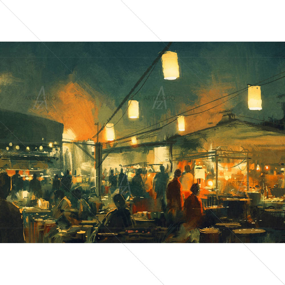 People Walking In The Market — Abstract custom art by ArtzFolio