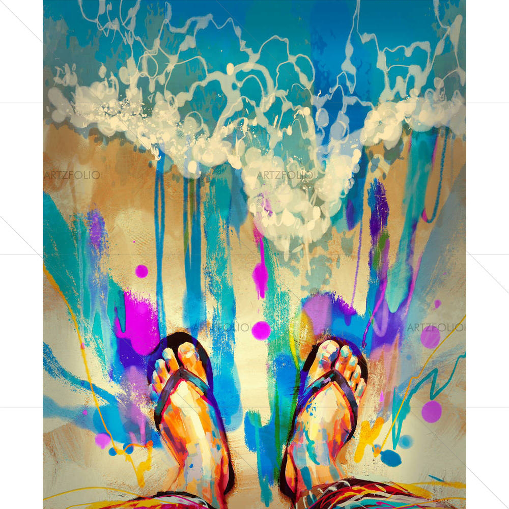 Colorful Feet On Sandy Beach — Abstract custom art by ArtzFolio