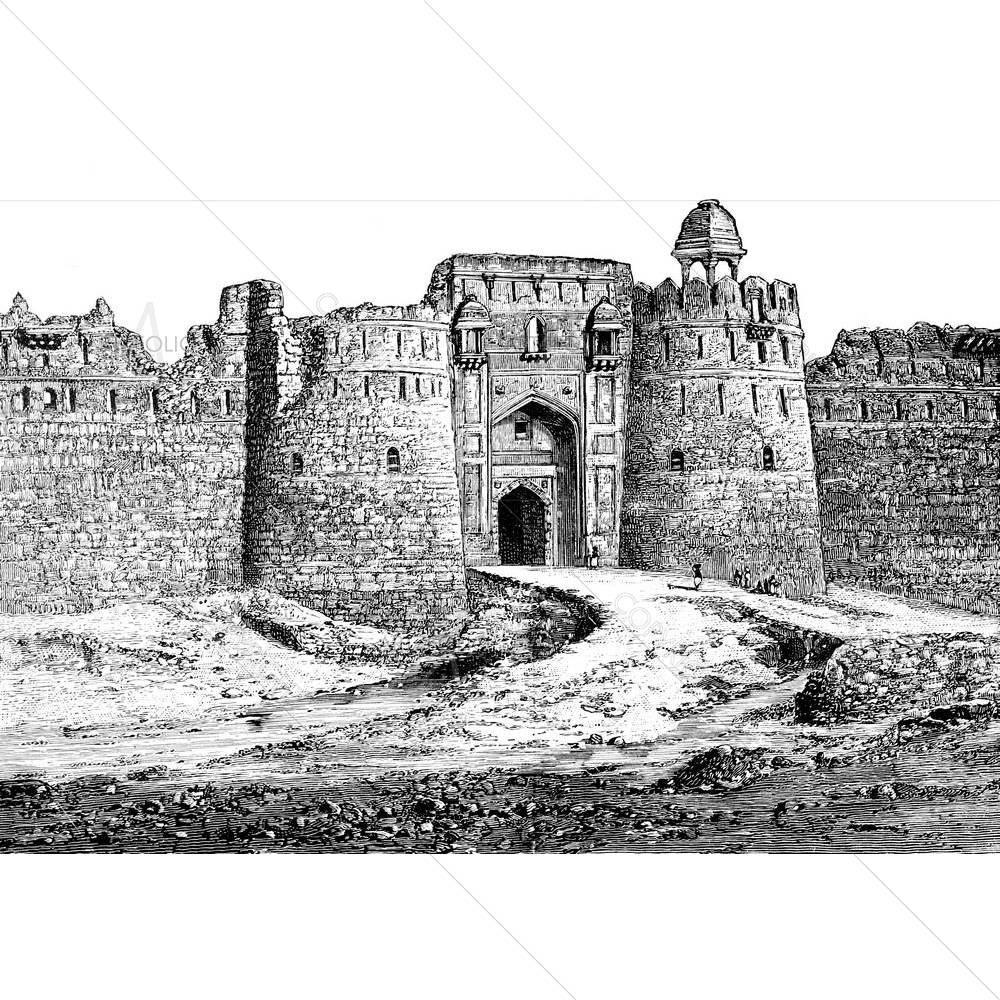 Purana Qila Delhi India — Ancient custom art by ArtzFolio